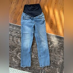 Abercrombie & Fitch Maternity Ankle Straight Jeans Size 26 Full Panel Distressed